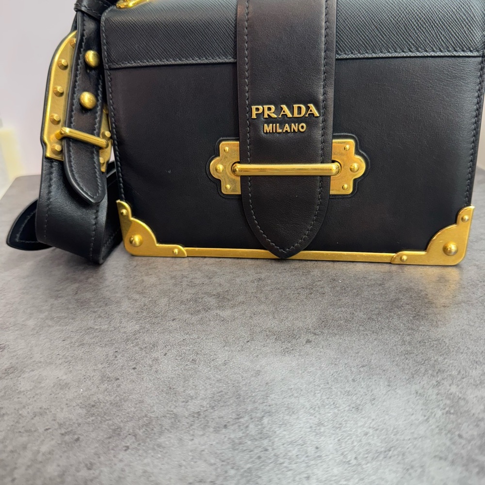 Prada Black Crossbody Bag with Gold Accents